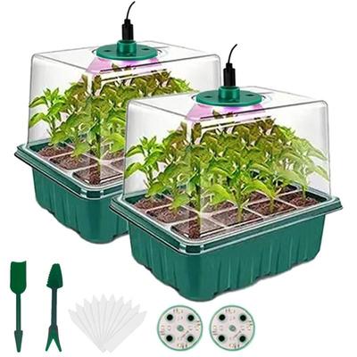 Seed Starter Disc with Growth Lamp,Seed Germination Kits, with Adjustable Humidity Dome, Seedling Starter Disc with Heightening Lid