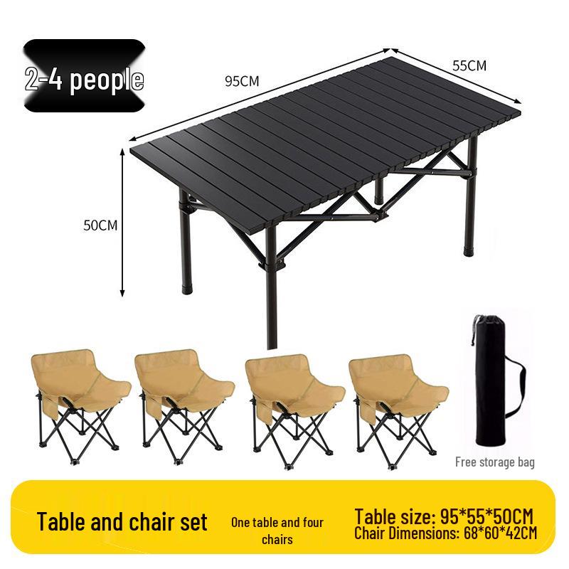 Portable Folding Chair and Table Set for Camping, Fishing, Dining, Street Vendors, Barbecue, and Outdoor Self-Driving Tours.