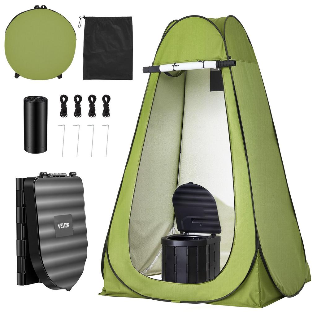 VEVOR Portable Toilet Kit, 150 Kg Load Capacity, Folding Camping Toilet with Pop-Up Privacy Tent, Outdoor Travel Potty for Adults with Carry Bags