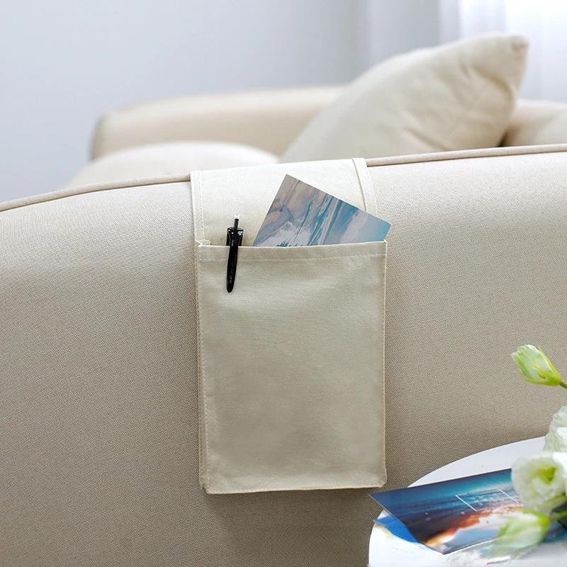 Bavlněná lněná úložná taška k posteli organizér taška na postelový stolek pohovka TV dálkový ovladač závěsná taška úložný organizér držák na postel kapsy
