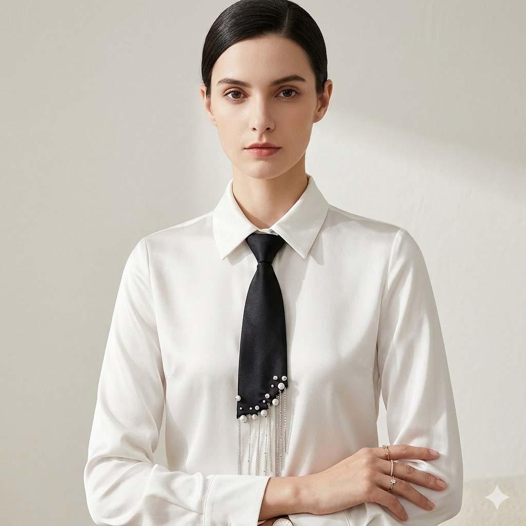 No Ip Polyester Bow Tie With Pearl Tassels For Business Casual Men Women