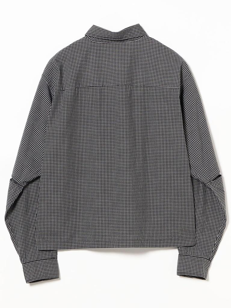 Beams Men's Wide Short Fit Slit Shirt, Black, Size S