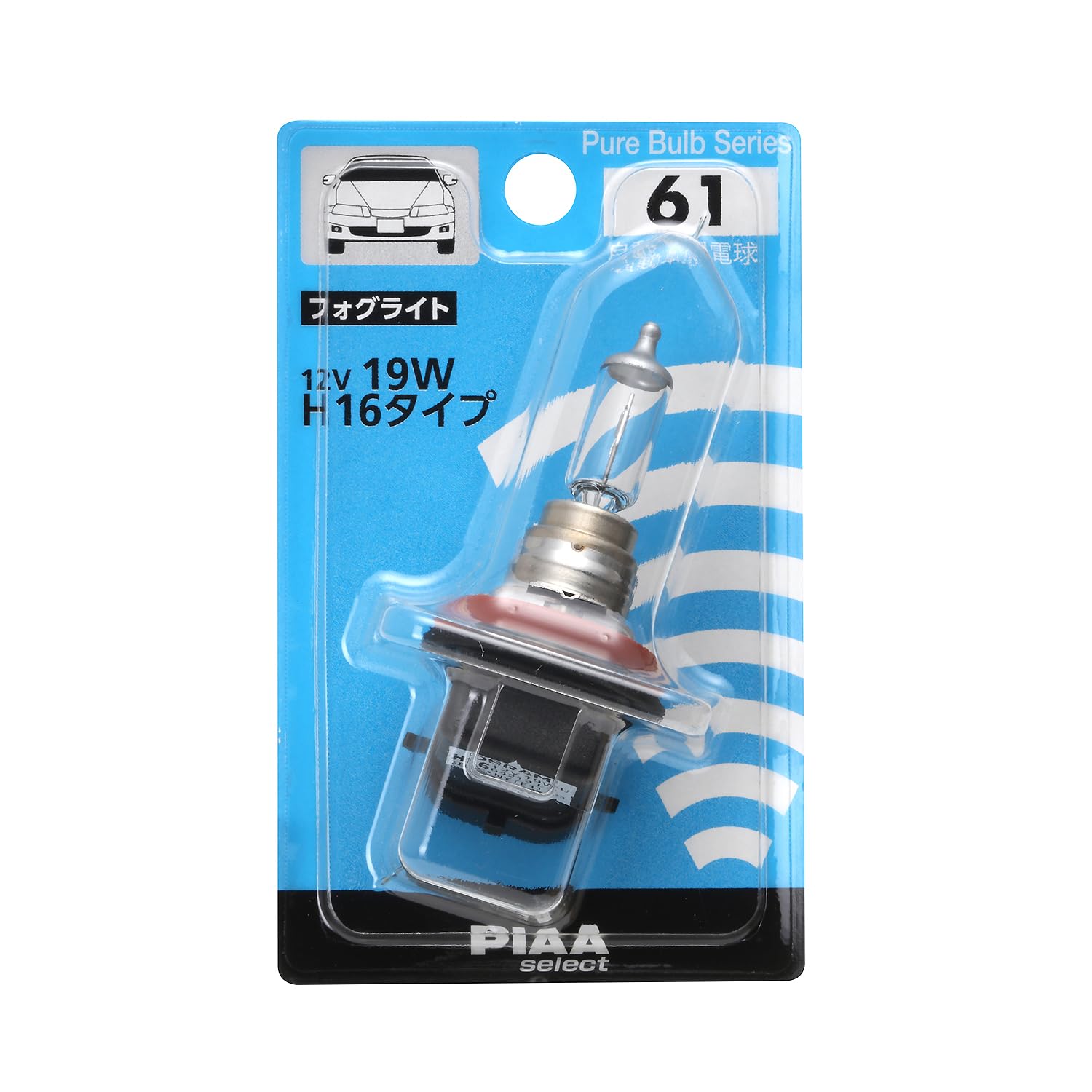 

PIAA HR61 Incandescent Bulb for Fog Lights, PIAA Select 12 V, 19 W, H16