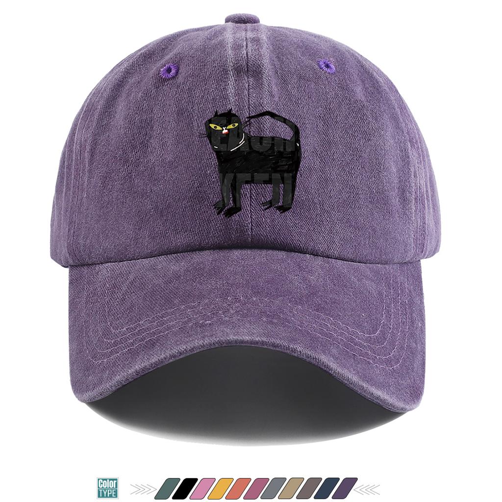 pc Black Cat Print Pattern Baseball Cap Creative Personalized Graffiti Design Trendy Fashion Street Style Unisex Adjustable H