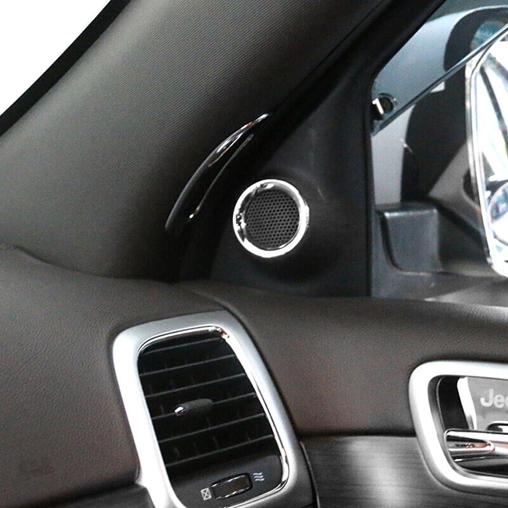 ABS Chrome Decor Ring Car Styling Accessories Front Door Sound Stereo Speaker Cover Trim Fit For Jeep Grand Cherokee 2011-2020