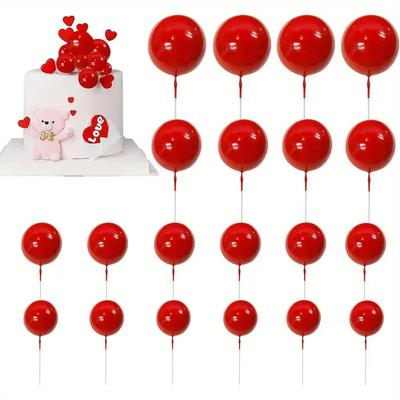 Cupcake Accessories Ball Cake Picks Colorful Pearl Ball-Shaped Toppers Decorative Inserts for Birthday Wedding Party Decorations