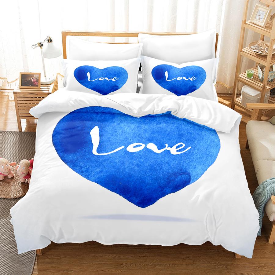 Blue Flower Duvet Cover Queen Size With Zipper Pillowcase 3D Floral Bedding Set 3pcs 2pcs Full King Twin Single Double Bed Thin