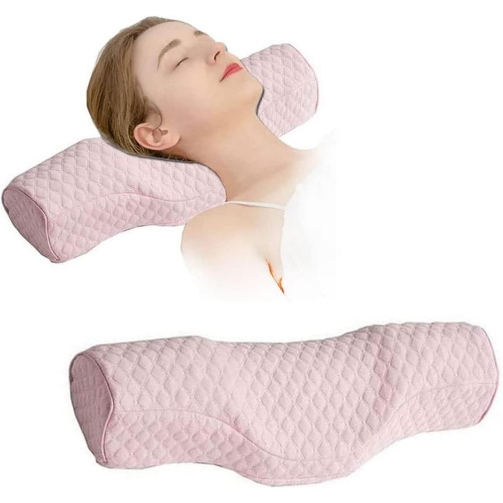 Pernă Cervicală pentru Gât pentru Dormit cu Alinare a Durerii, Pernă Rulou pentru Gât Spumă cu Memorie, Pernă Cilindrică de Călătorie pentru Pat pentru Persoane care Dorm pe Lateral, Persoane care Dorm pe Spate. (albastru)