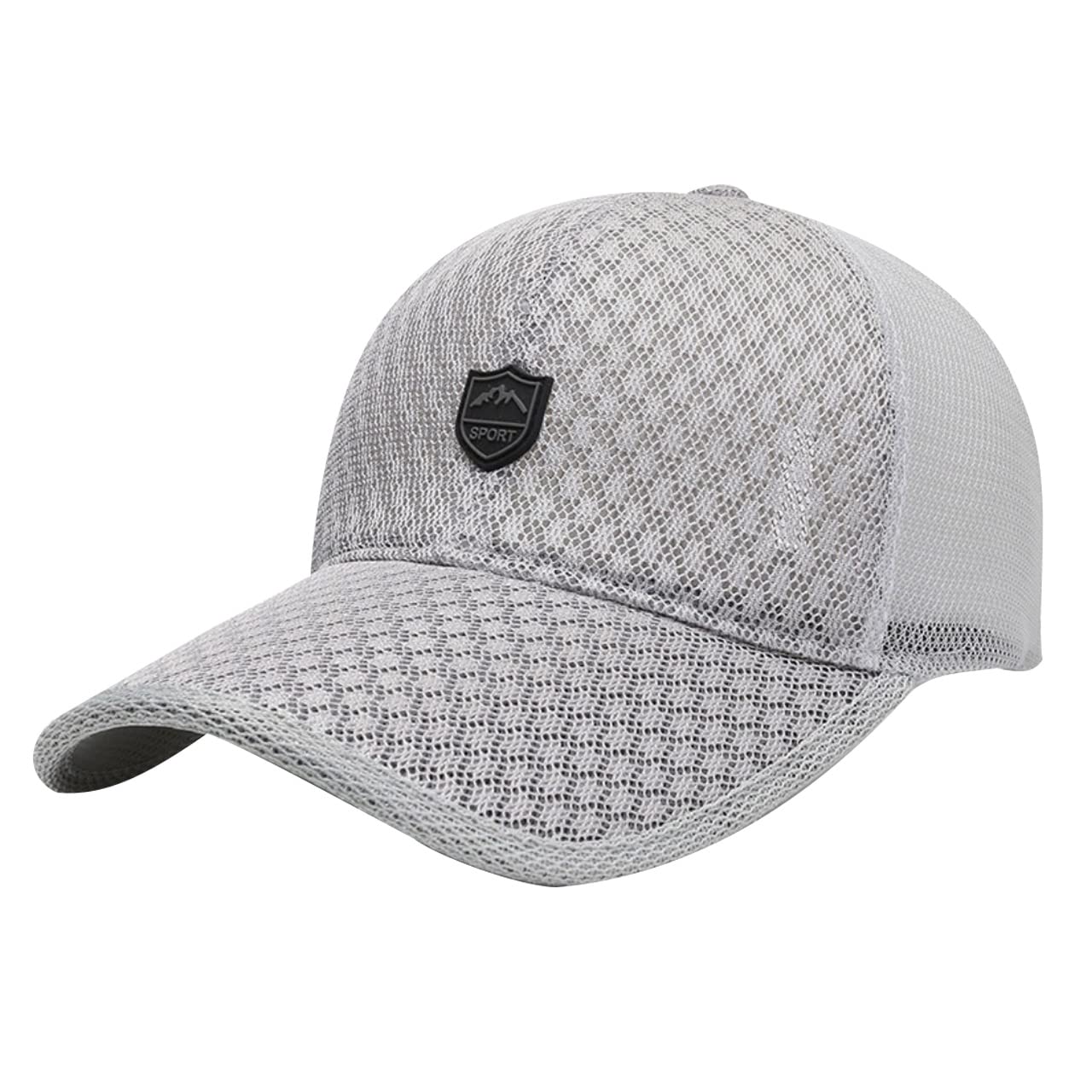 

Cap Mesh Logo Hat Long Brim Sports Running Outdoor Men Women CA580 [White Fang] (Light Gray)