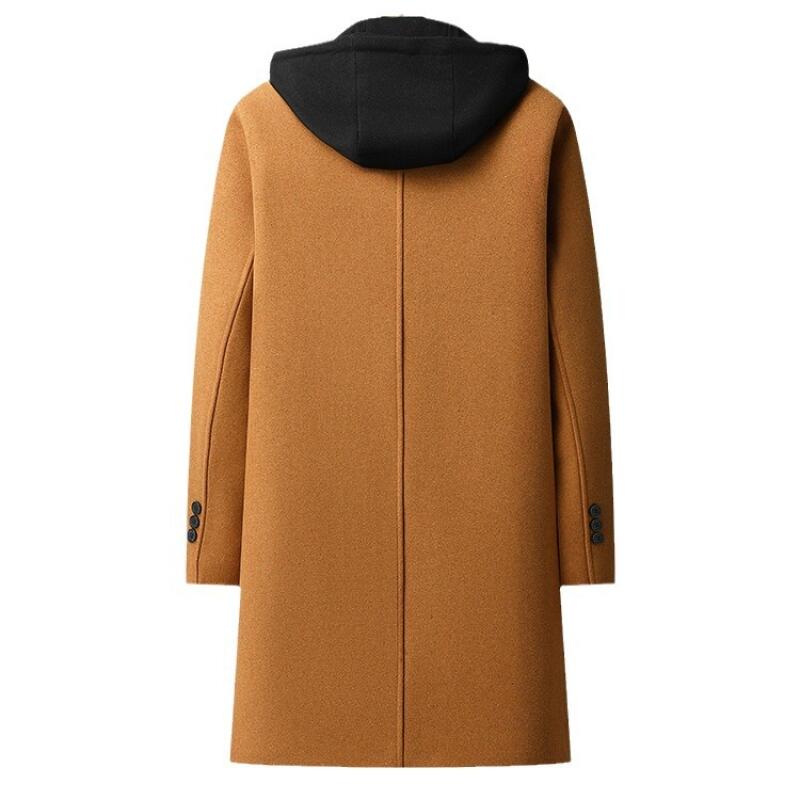 Cappotti di Lana Misti Cashmere Lunghi Casual con Cappuccio da Uomo Cappotti Trench Cappotti Invernali da Uomo Giacche Invernali Business Casual