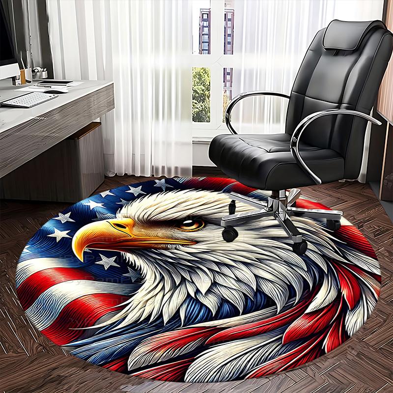 American Flag Eagle Chair Mat - Round Carpet for Home Decor, Office, Living Room, Bedroom, Gift Idea0222b