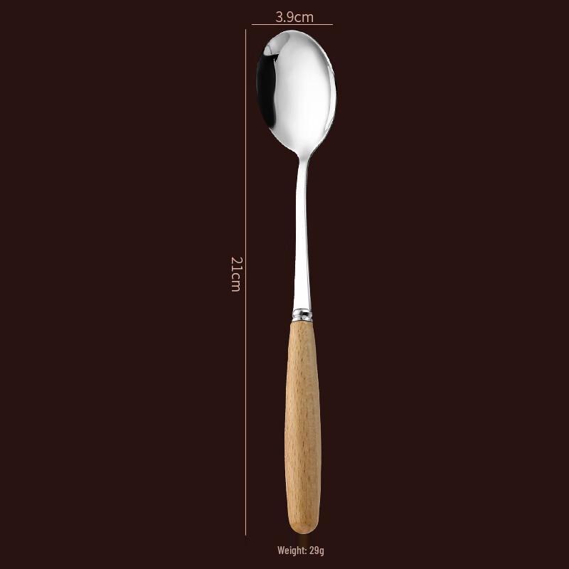 Abay Wooden Handle Stainless Steel Dining Spoons, 4-Pack