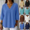 Women's Relaxed Fit Linen Shirt With 3/4 Sleeves