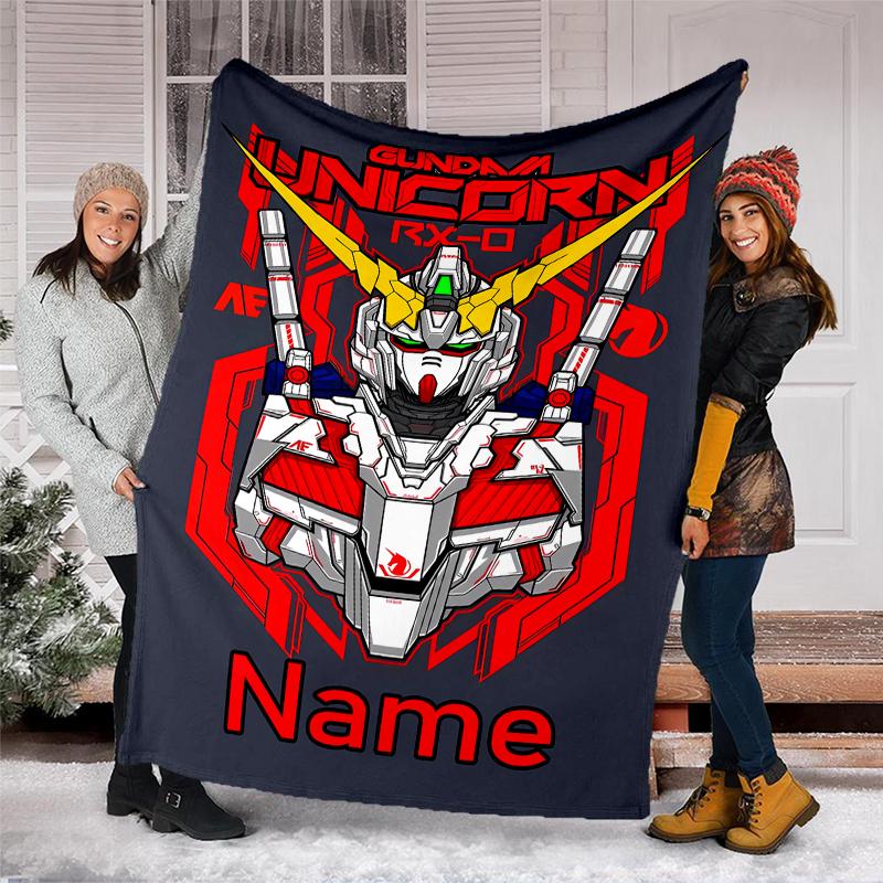 Personalized Custom Name Blanket - Mobile Suit Gundam Print Design,Blanket for Sofa,Bed,Travel,Camping - Soft and Warm, Great Gift