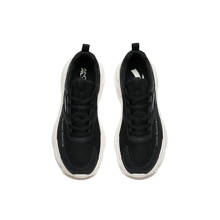 Anta Cushioning Slip Resistant Abrasion Resistant Low top Running Shoes Men's Black 112225573-3