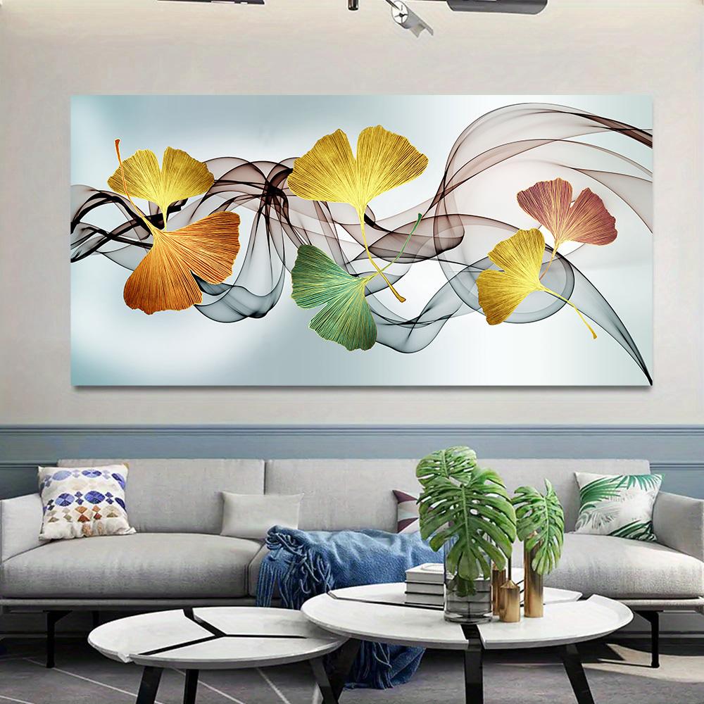 Blau Gelb Ginkgoblätter Leinwandmalerei Poster und Drucke Nordische Wandkunst Bilder für Modernes Wohnzimmer Cuadros Decor