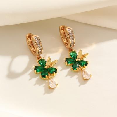 1 Pereche Cercei Pendul Fashion Fluture Flori Zirconiu pentru Femei Bijuterii Cercei Aurii Accesorii Petrecere de Nuntă