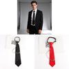 Klassische Polyester-Krawatte mit Metallkette für Herren Damen Freizeit Bürokleidung