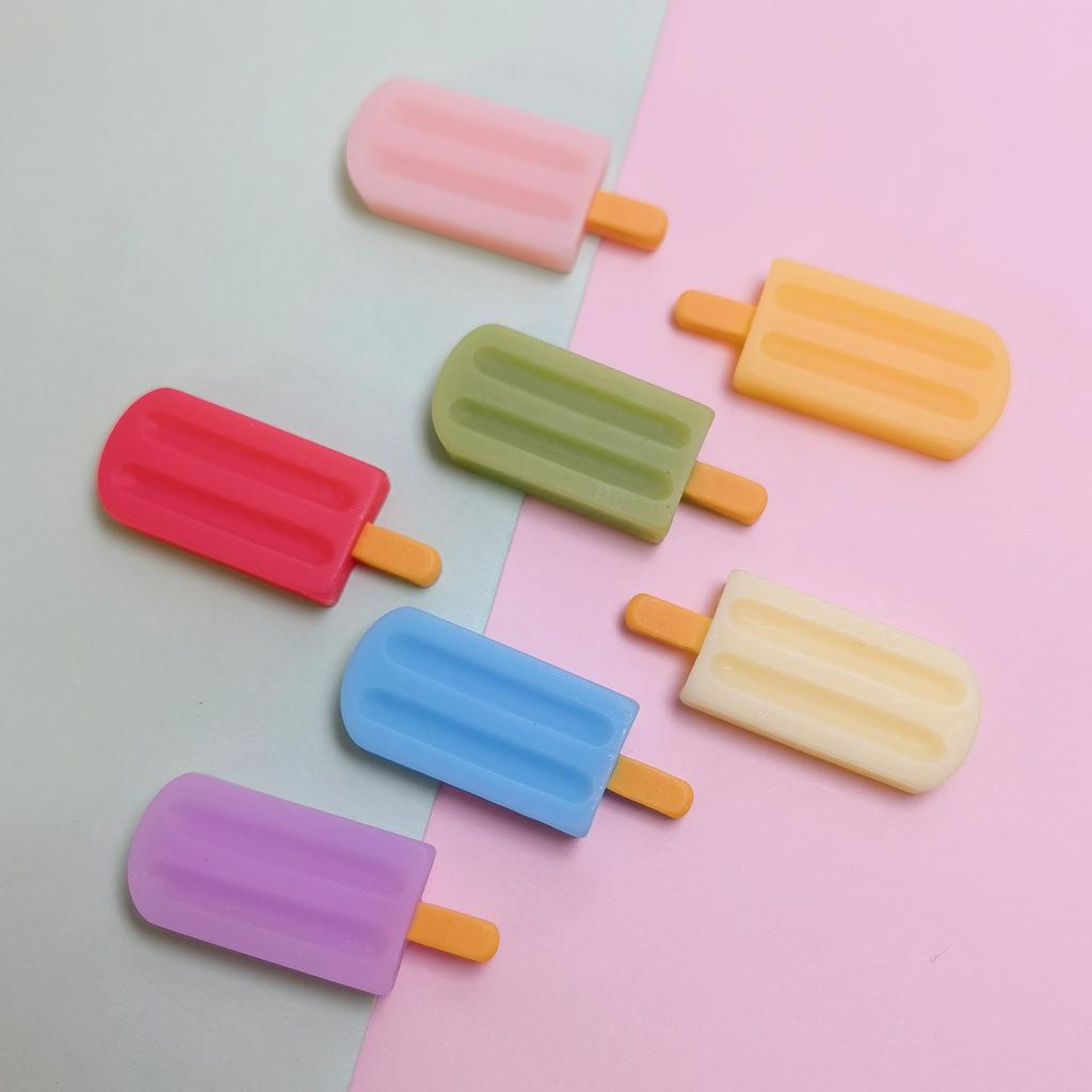 100Pcs 3D Ice Lolly Flatback Resin Charms Colorful No Hole Beads for DIY Scrapbooking Phone Case Hair Clips Craft Jewelry Making