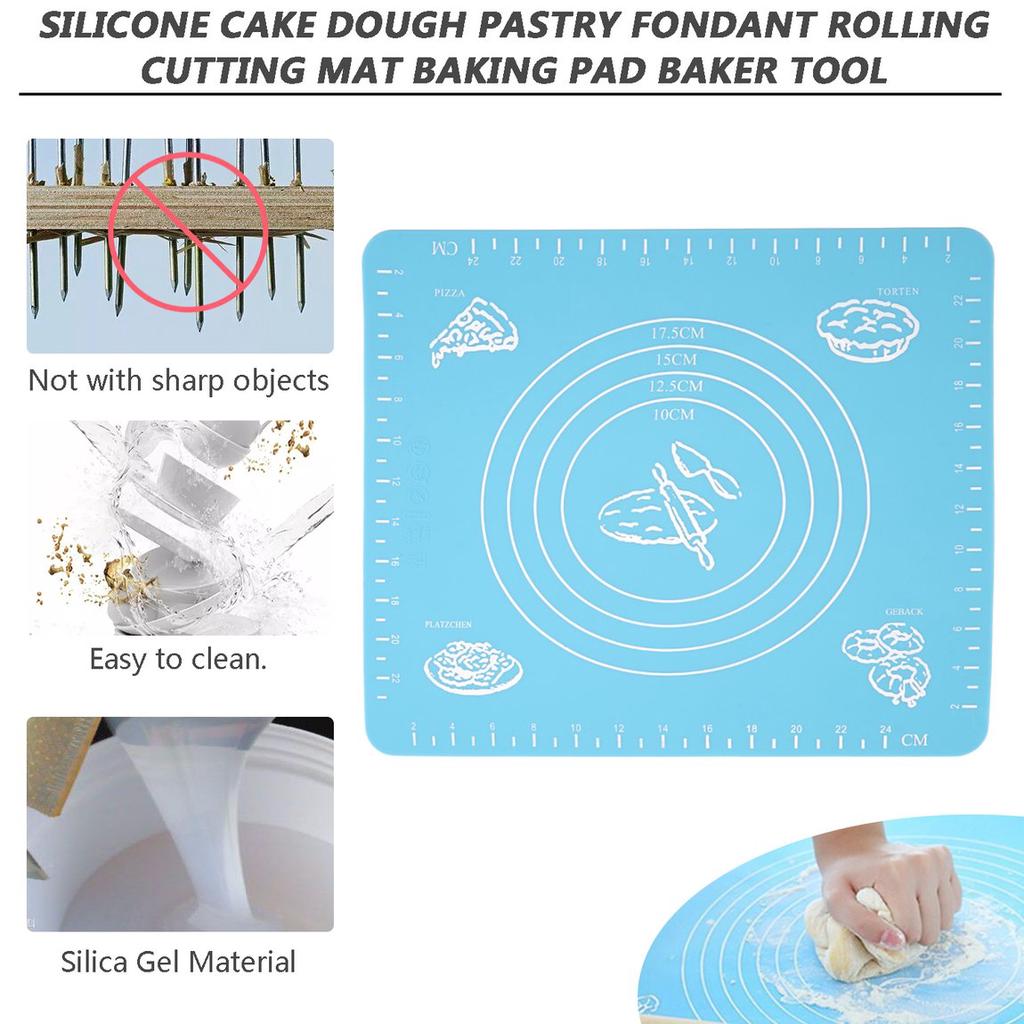 Silicone Cake Dough Pastry Fondant Rolling Cutting Mat Baking Pad Pastry Board