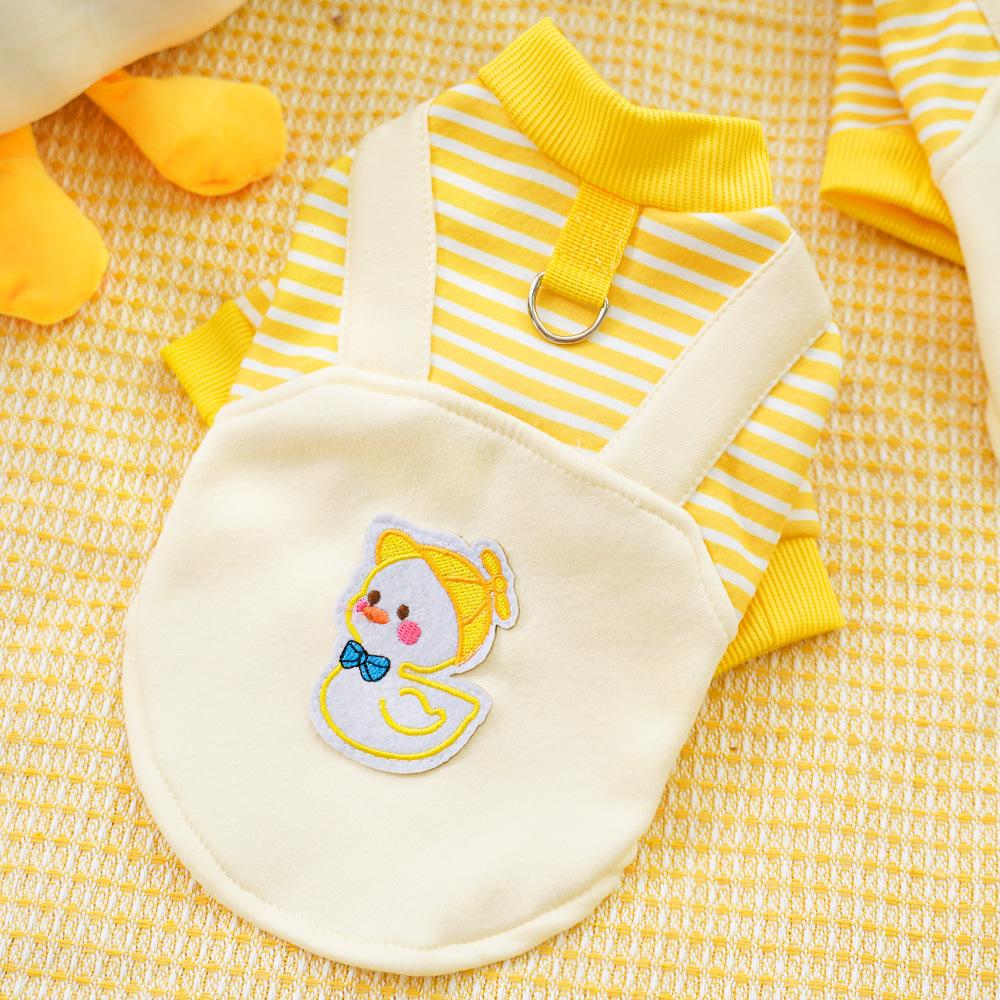 Pet Dog Dog Clothes Cat Autumn and Winter Velvet Dog Sweater Striped Medium-sized Dog Corgi Fighting Can Be Towed Cat Supplies