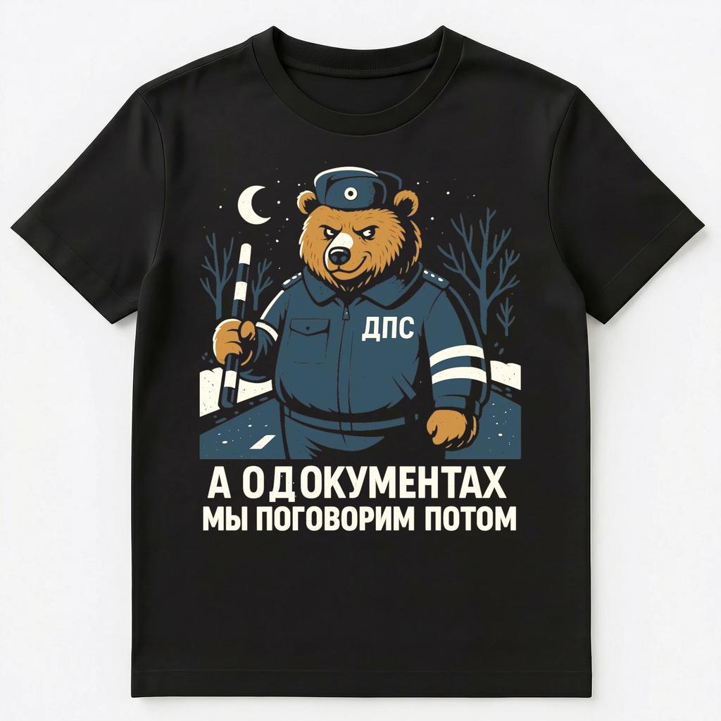Funny Russian Bear Officer Design Humor Unisex T-Shirt
