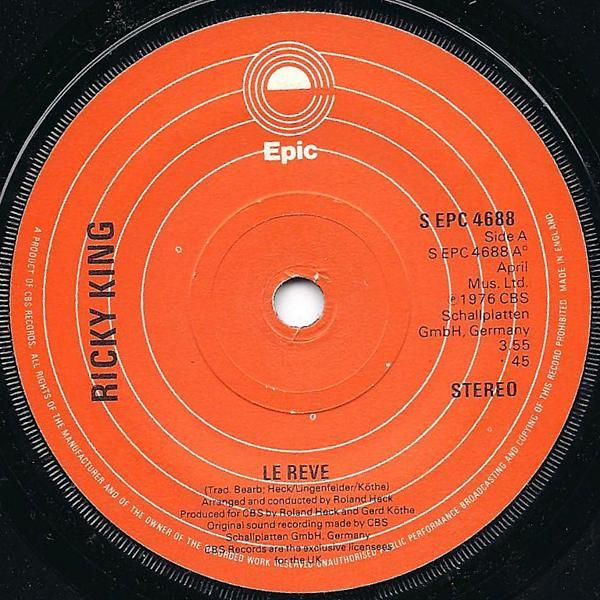 

7-дюймовая пластинка RICKY KING - La Reve SEPC4688 Epic 1976 US Рок Б/У