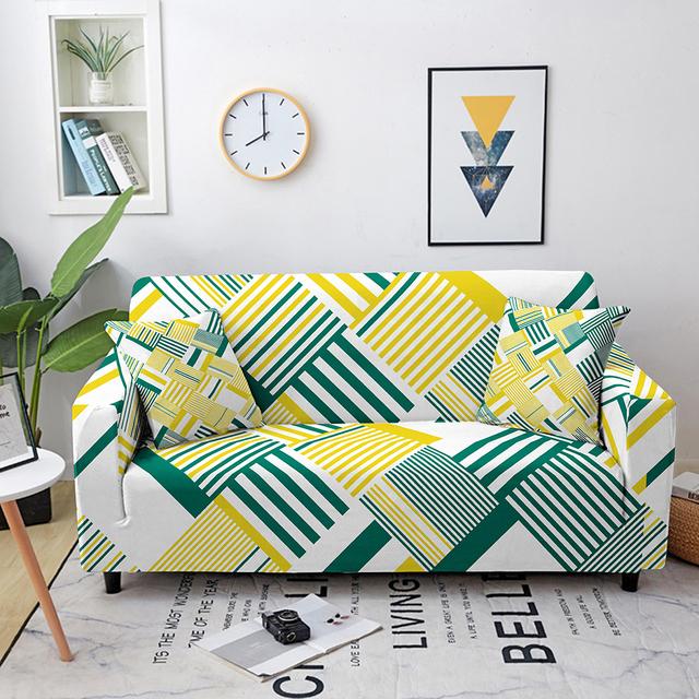 Geometry Design Sofa Cover Mandla Flower Pattern Section Corner Couch Cover Printed Spandex Elastic Sofa Slipcover