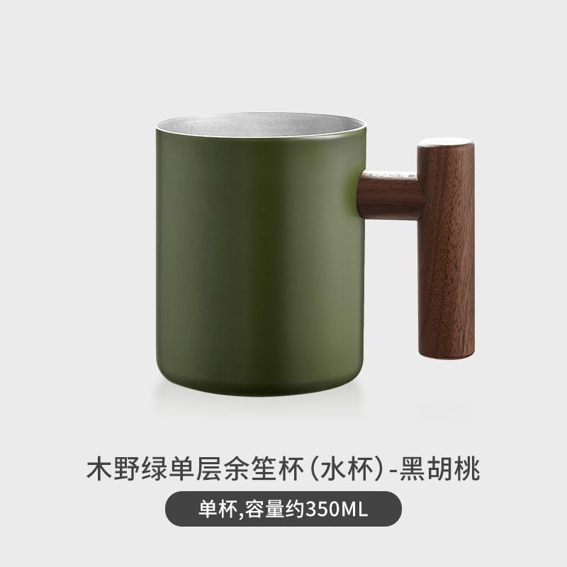 Wooden Sheng Playthings, Retro Silver Coffee Cup, Cold Insulation Mug, Office Double-Layer Stainless Steel Water Cup, Stylish