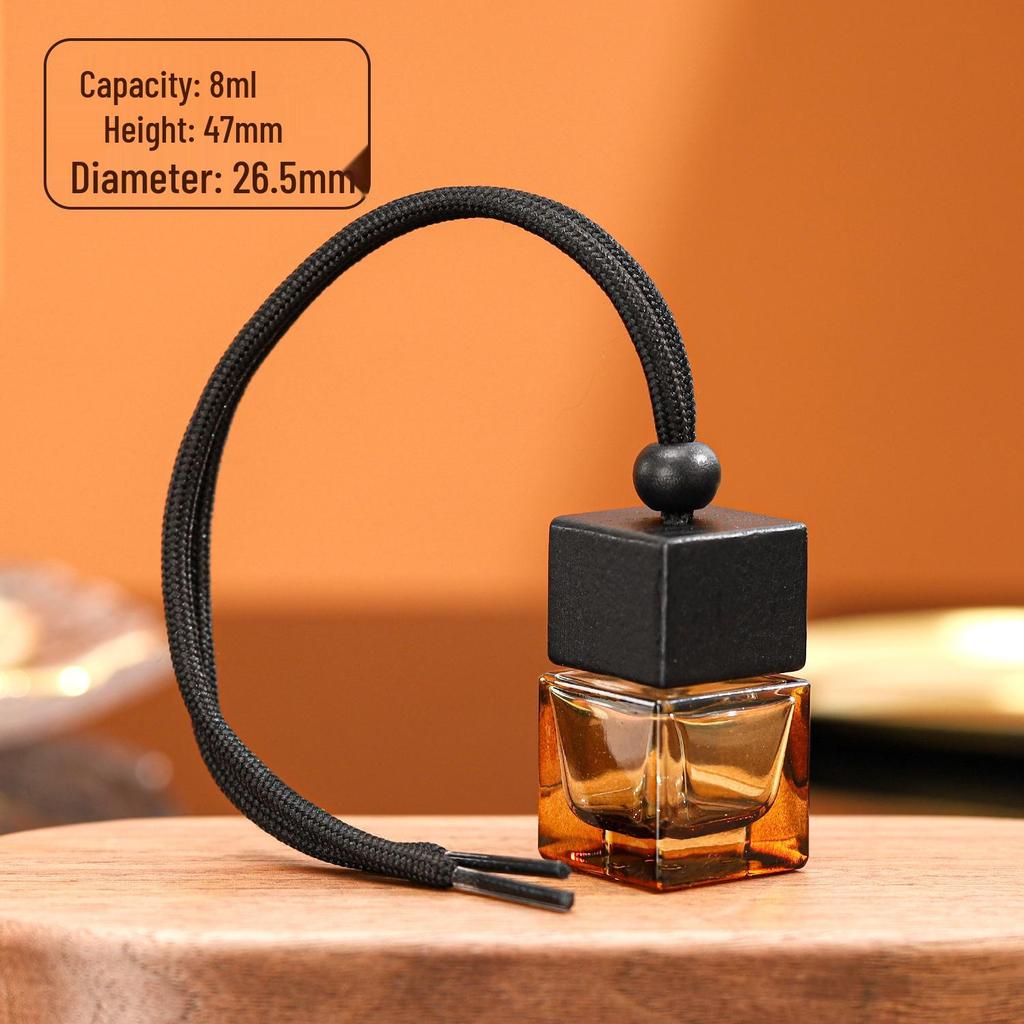 In Stock 8ml Square Car Aromatherapy Bottle - Transparent Glass Pendant Diffuser