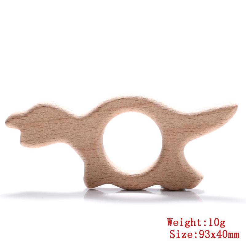 5Pcs/Lot Baby Pacifier Chain Chew Accessories Animal Shape Natural Beech Teething Wooden Teether Pendant Accessories