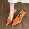 2025Womens Leather Slippers  Shoes Party Pumps  Summer Sandals  High Heel Slingback
