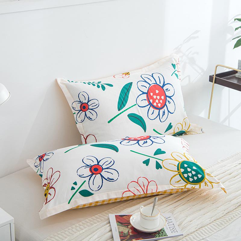 2PCS 48cm×74cm Pillowcase Pair Pillowcase Flower Printed Pillowcase Student Pillowcase Pair