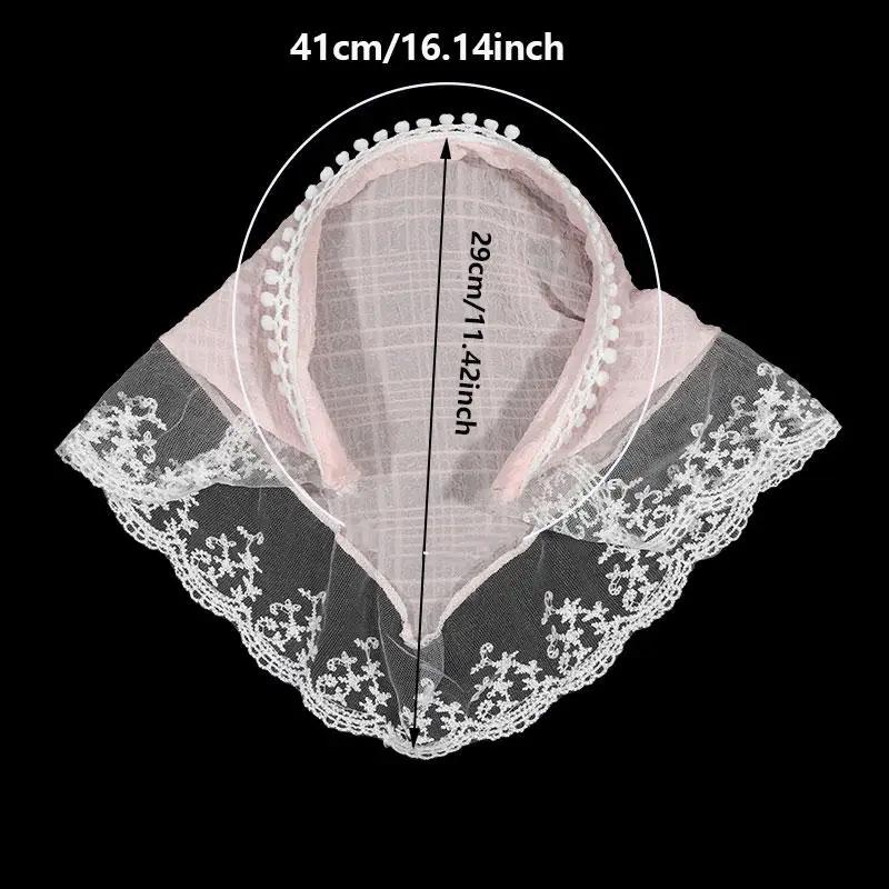 1PC Triangle Scarf Vintage Hairbands Fashion White For Women Girls Hair Hoops Accessories Lace Headband High Top