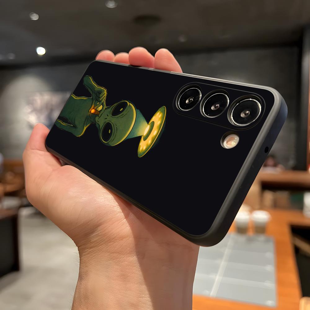 Funny Space UFO Alien Thing Phone Case For Samsung A56 A36 A26 A16 A15 A25 A35 A55 A14 A34 A24 A54 Black Soft Shell