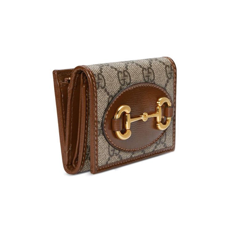 Gucci Horsebit 1955 Vintage Gold Buckle Logo Canvas And Leather Wallet Unisex Wallets Brown Ebony 644462-92TCG-8563