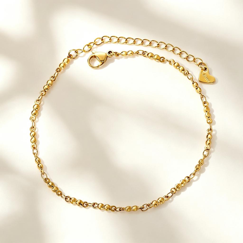 Stainless steel anklet women's summer beach vacation foot decoration retro simple temperament gold anklet