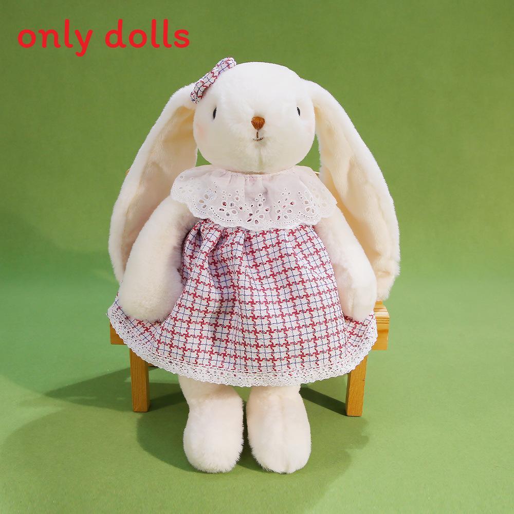 Plush Rabbit Toy With Bow And Dress Decoration Fur For Kids Birthday Gift