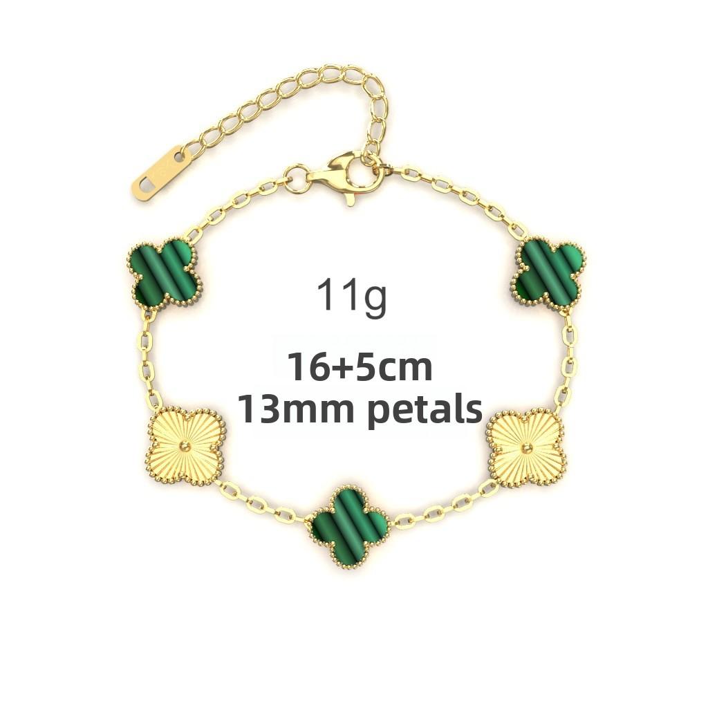 13mm Laser Split Blume Vierblättriges Kleeblatt Titanstahl Doppelseitiges Armband 18K Vakuumbeschichtung Verliert Keine Farbe Damenarmband