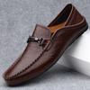 Fashion Brand Summer New Loafers Metal Buckle Casual Men's Soft Sole Comfortable Shoes Fashion Breathable Punched Business Leather Shoes
