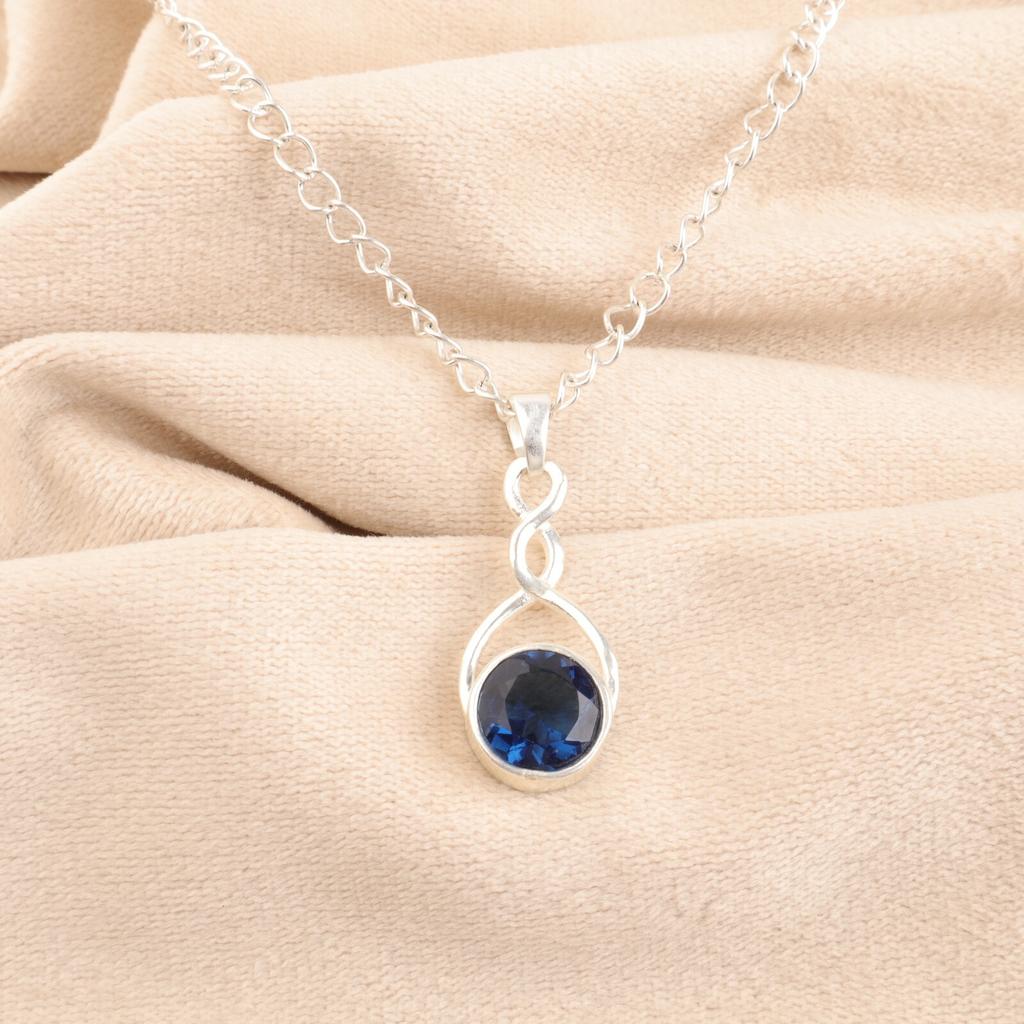 London Blue Topaz Gemstone 925 Sterling Silver Jewelry Handmade Pendant 1.13" CP-25-11