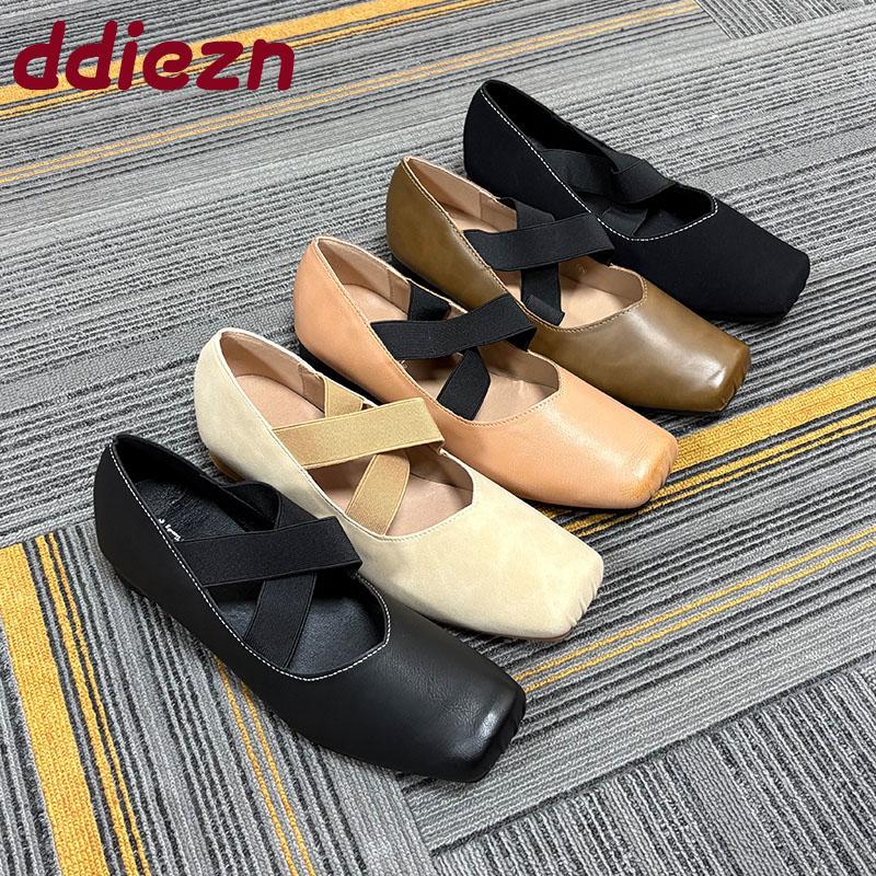 Fashion Fashion Elastic Band Footwear Low Heel Ballet Flats Shoes For Women Soft Female Shallow Ladies Heeled Pumps Slip On Shoes