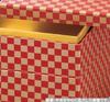 Outdoor Lunch Box Made In 3 Washi Red and Gold Checkered X X J-kitchens (Lunch Box) Japan, Tiers, 7-inch, Paper, Pattern, 22.0cm 22.0cm 17.6cm