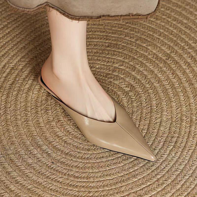 Flats Women Pointed Toe Slippers Casual Fashion Slingback Mules Shoes Summer Woman Sandals 2025 Trend Brand Cozy Female Zapatos