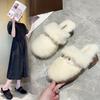 Large Size Thick High-heeled Fluffy Slippers Women's Autumn and Winter New Plush Thickened Fluffy Slippers