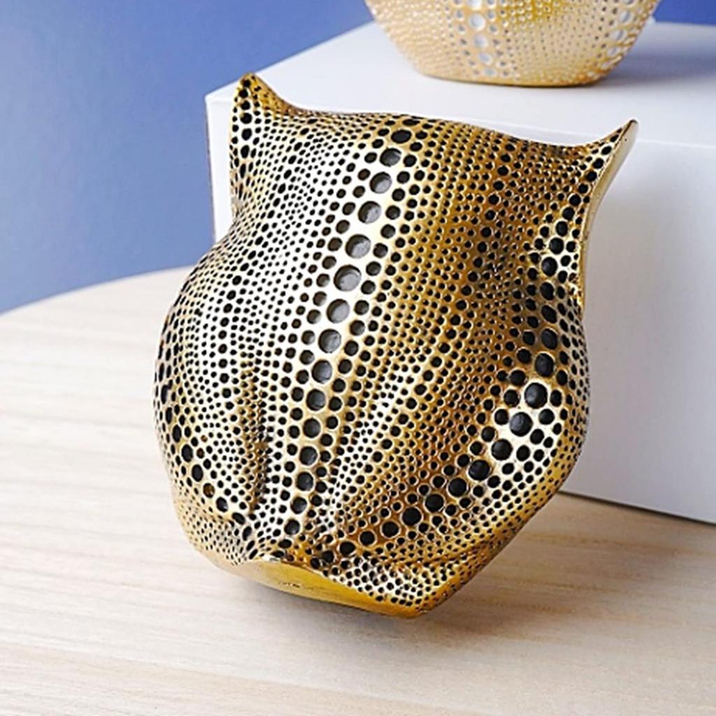 heizi Owl Figurine, Stylish Interior Decor, Nordic Object, Asian Goods, Bali Style, Entryway, Good Luck Charm (Gold)