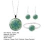 1 Set Women Jewelry Set Flower Print Glass Pendant Vintage Ethnic Style Prom Party Earrings Necklace Bracelet Combo Ideal Christmas Gift