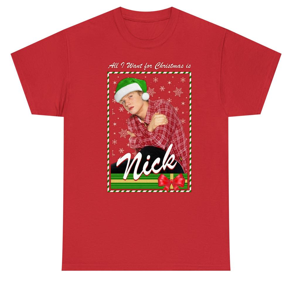 Nick Backstreet Boys  All I Want for Christmas Red  Gift Family D1045 Unisex T-Shirt XL