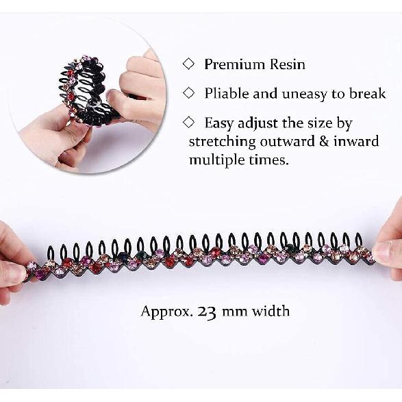 ZOCONE Wave Rhinestone Headbands, 5pcs Plastic Tooth Comb Headbands, Crystal Hair Loop Non-slip Wavy Hairbands for Women Girls