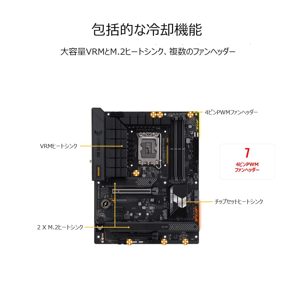 ASUS TUF GAMING WIFI Intel and 12th Generation CPU LGA1700 DDR5 Authorized Japanese Distributor H770-PRO Motherboard, 14th, 13th, Compatible, H770,
